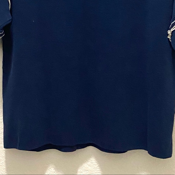 J. Crew Tiered Ruffle Boatneck Sweater- Navy & Ivory- Size Medium - Picture 11 of 13